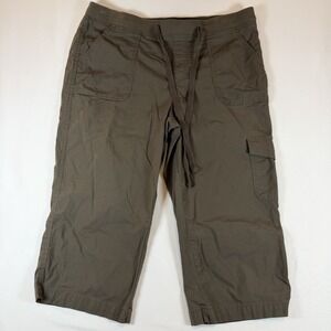 🔴 St. John's Bay Women's Petite Large (PL) Drawstring Cargo Capris/Cropped Pants